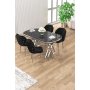 HANAH HOME Set trpezarijskog stola i stolica (5 delova) Zae Black Marble Chrome Black - slika 2