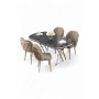 HANAH HOME Set trpezarijskog stola i stolica (5 delova) Zae Black Marble Chrome Cappuccino - slika 1