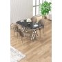 HANAH HOME Set trpezarijskog stola i stolica (5 delova) Zae Black Marble Chrome Cappuccino - slika 2