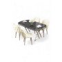 HANAH HOME Set trpezarijskog stola i stolica (5 delova) Zae Black Marble Chrome Cream - slika 1