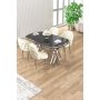 HANAH HOME Set trpezarijskog stola i stolica (5 delova) Zae Black Marble Chrome Cream - slika 2