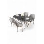 HANAH HOME Set trpezarijskog stola i stolica (5 delova)Zae Black Marble Chrome Grey - slika 1