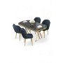 HANAH HOME Set trpezarijskog stola i stolica (5 delova) Zae Black Marble Gold Anthracite - slika 1