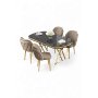 HANAH HOME Set trpezarijskog stola i stolica (5 delova) Zae Black Marble Gold Cappuccino - slika 2