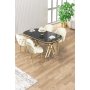 HANAH HOME Set trpezarijskog stola i stolica (5 delova) Zae Black Marble Gold Cream - slika 1