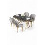 HANAH HOME Set trpezarijskog stola i stolica (5 delova) Zae Black Marble Gold Grey - slika 2