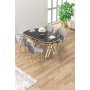 HANAH HOME Set trpezarijskog stola i stolica (5 delova) Zae Black Marble Gold Grey - slika 1