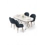 HANAH HOME Set trpezarijskog stola i stolica (5 delova) Zae White Marble Chrome Anthracite - slika 1