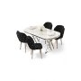 HANAH HOME Set trpezarijskog stola i stolica (5 delova) Zae White Marble Chrome Black - slika 1