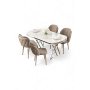 HANAH HOME Set trpezarijskog stola i stolica (5 delova) Zae White Marble Chrome Cappuccino - slika 1