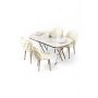 HANAH HOME Set trpezarijskog stola i stolica (5 delova) Zae White Marble Chrome Cream - slika 1