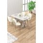 HANAH HOME Set trpezarijskog stola i stolica (5 delova) Zae White Marble Chrome Cream - slika 2
