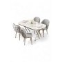 HANAH HOME Set trpezarijskog stola i stolica (5 delova) Zae White Marble Chrome Grey - slika 1