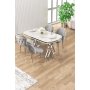 HANAH HOME Set trpezarijskog stola i stolica (5 delova) Zae White Marble Chrome Grey - slika 2
