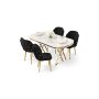 HANAH HOME Set trpezarijskog stola i stolica (5 delova) Zae White Marble Gold Black - slika 1