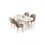 HANAH HOME Set trpezarijskog stola i stolica (5 delova) Zae White Marble Gold Cappuccino - slika 1