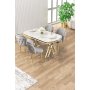 HANAH HOME Set trpezarijskog stola i stolica (5 delova) Zae White Marble Gold Grey - slika 2