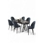 HANAH HOME Set trpezarijskog stola i stolica (7 delova) Kaye Black Marble Anthracite - slika 1