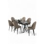 HANAH HOME Set trpezarijskog stola i stolica (7 delova) Kaye Black Marble Cappuccino - slika 2