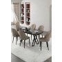 HANAH HOME Set trpezarijskog stola i stolica (7 delova) Kaye Black Marble Cappuccino - slika 1