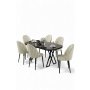 HANAH HOME Set trpezarijskog stola i stolica (7 delova) Kaye Black Marble Cream - slika 2