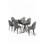 HANAH HOME Set trpezarijskog stola i stolica (7 delova) Kaye Black Marble Grey - slika 1