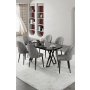 HANAH HOME Set trpezarijskog stola i stolica (7 delova) Kaye Black Marble Grey - slika 2