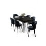 HANAH HOME Rasklopivi trpezarijski sto i stolice (7 delova) Asfel Black Marble Anthracite - slika 2