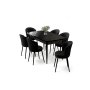 HANAH HOME Rasklopivi trpezarijski sto i stolice (7 delova) Asfel Black Marble Black - slika 2