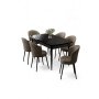 HANAH HOME Rasklopivi trpezarijski sto i stolice (7 delova) Asfel Black Marble Cappuccino - slika 2