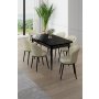 HANAH HOME Rasklopivi trpezarijski sto i stolice (7 delova) Asfel Black Marble Cream - slika 1