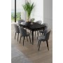 HANAH HOME Rasklopivi trpezarijski sto i stolice (7 delova) Asfel Black Marble Grey - slika 1