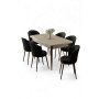 HANAH HOME Rasklopivi trpezarijski sto i stolice (7 delova) Asfel Travertine Black - slika 1