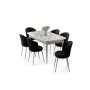 HANAH HOME Rasklopivii trpezarijski sto i stolice (7 delova) Asfel White Marble Black - slika 2