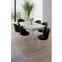 HANAH HOME Rasklopivii trpezarijski sto i stolice (7 delova) Asfel White Marble Black - slika 1