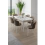 HANAH HOME Rasklopivi trpezarijski sto i stolice (7 delova) Asfel White Marble Cappuccino - slika 1