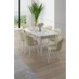 HANAH HOME Rasklopivi trpezarijski sto i stolice (7 delova) Asfel White Marble Cream - slika 1