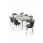 HANAH HOME Rasklopivi trpezarijski sto i stolice (7 delova) Asfel White Marble Grey - slika 2