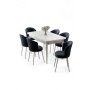 HANAH HOME Rasklopivi trpezarijski sto i stolice (7 delova) Asfel White Anthracite - slika 2