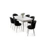 HANAH HOME Rasklopivi trpezarijski sto i stolice (7 delova) Asfel White Black - slika 2