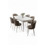HANAH HOME Rasklopivi trpezarijski sto i stolice (7 delova) Asfel White Cappuccino - slika 2