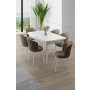 HANAH HOME Rasklopivi trpezarijski sto i stolice (7 delova) Asfel White Cappuccino - slika 1