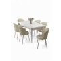 HANAH HOME Rasklopivi trpezarijski sto i stolice (7 delova) Asfel White Cream - slika 1