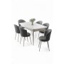 HANAH HOME Rasklopivi trpezarijski sto i stolice (7 delova) Asfel White Grey - slika 2