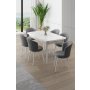 HANAH HOME Rasklopivi trpezarijski sto i stolice (7 delova) Asfel White Grey - slika 1