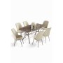 HANAH HOME Set trpezarijskog stola i stolica (7 delova) Lena Anthracite Chrome Cream - slika 2