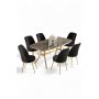 HANAH HOME Set trpezarijskog stola i stolica (7 delova) Lena Anthracite Gold Black - slika 2