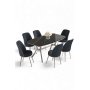 HANAH HOME Set trpezarijskog stola i stolica (7 delova) Lena Black Marble Chrome Anthracite - slika 2