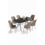 HANAH HOME Set trpezarijskog stola i stolica (7 delova) Lena Black Marble Chrome Cappuccino - slika 2
