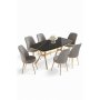 HANAH HOME Set trpezarijskog stola i stolica (7 delova) Lena Black Marble Gold Grey - slika 2
